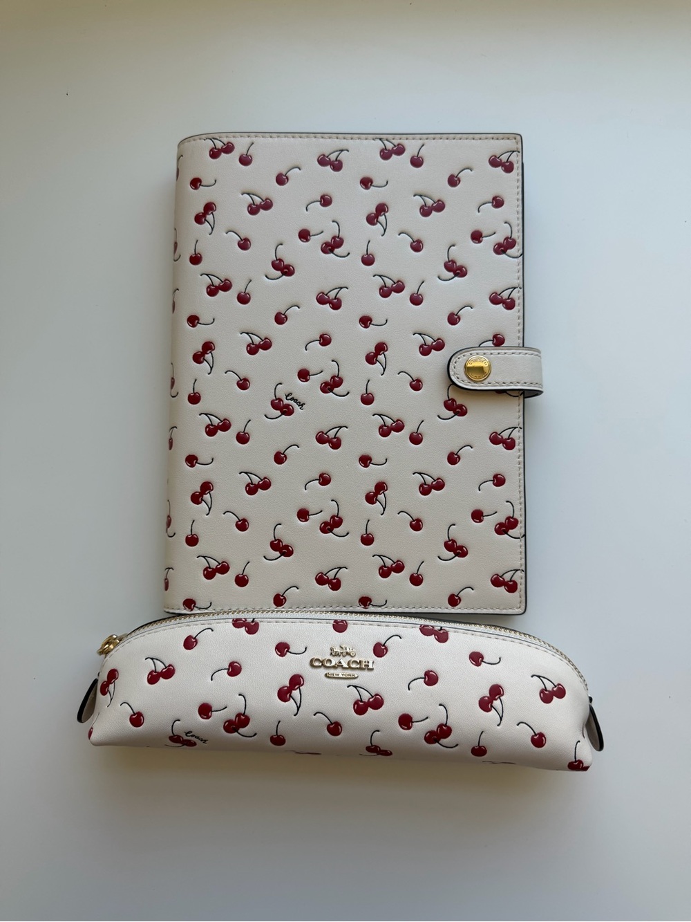 Coach Notebook AND Pencil Case With Cherry Print
